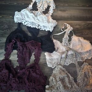 Aerie Lace Bralette Collection - Black, White, Cream, Burgundy